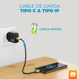 Cable de carga y transferencia de datos tipo C a IP